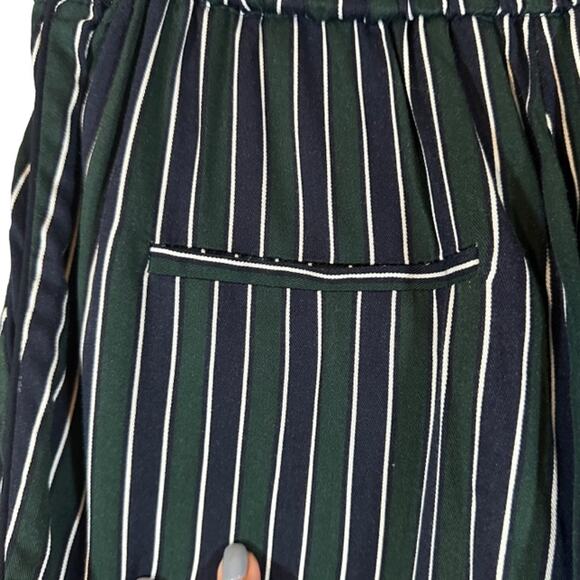 Mango Navy Blue & Green Striped Casual Lounge Relaxed Pants Women Sz XS - Picture 9 of 11